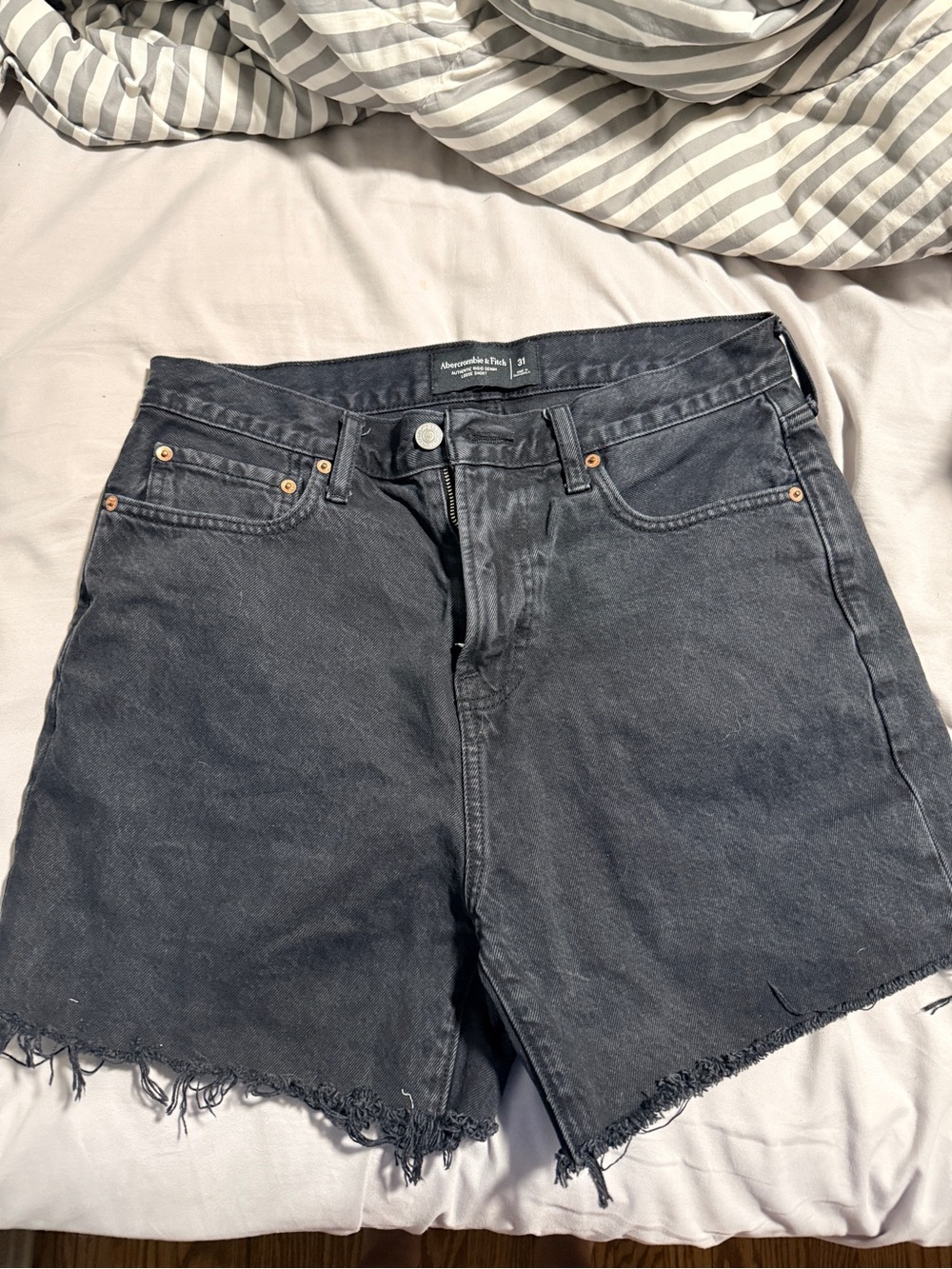 Abercrombie & Fitch Black Washed High-Rise Denim Cutoff Shorts